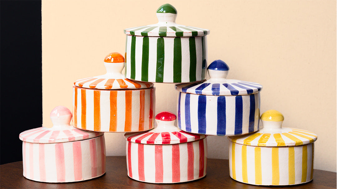 Stripe Sugar Pot